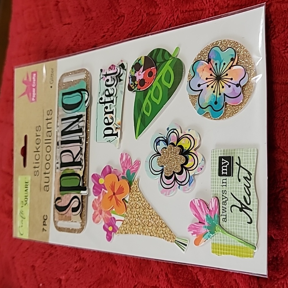 Crafter’s Square Glitter 3D Stickers Spring Flowers 7pc